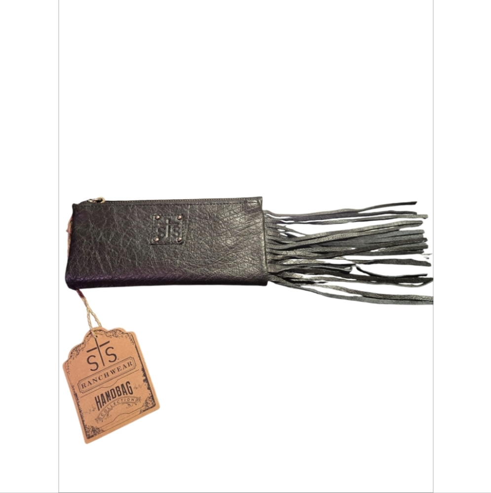 STS Ranchwear Black Indie Mesa Leather Wallet with Fringe